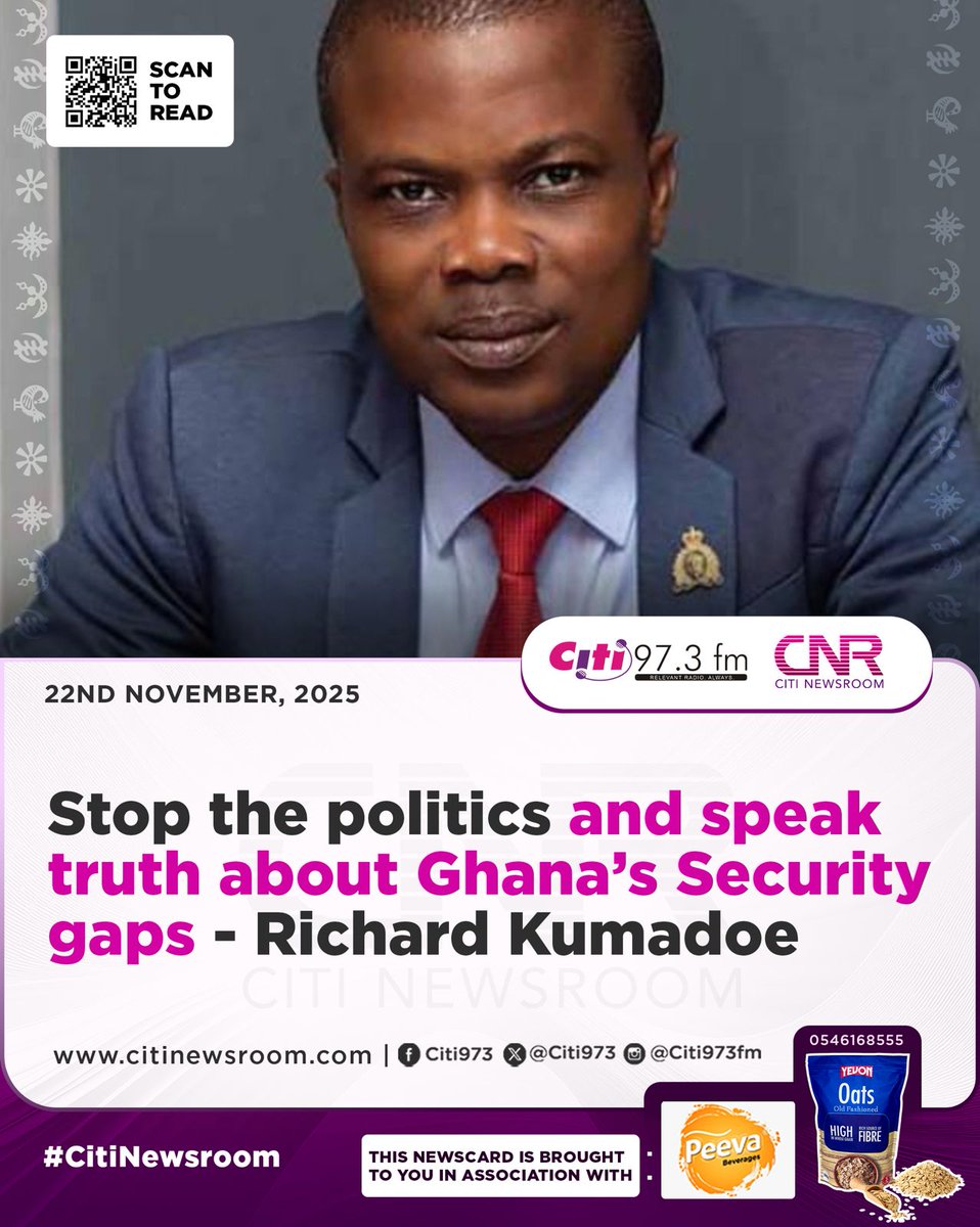 Citi973's tweet image. Stop the politics and speak truth about Ghana&apos;s Security gaps - Richard Kumadoe

| Watch his full submission on #TheBigIssue with 
@SelormAdonoo: youtube.com/watch?v=6s737W…

#TheBigIssue #CitiFM #CitiNewsroom #GhanaNews
