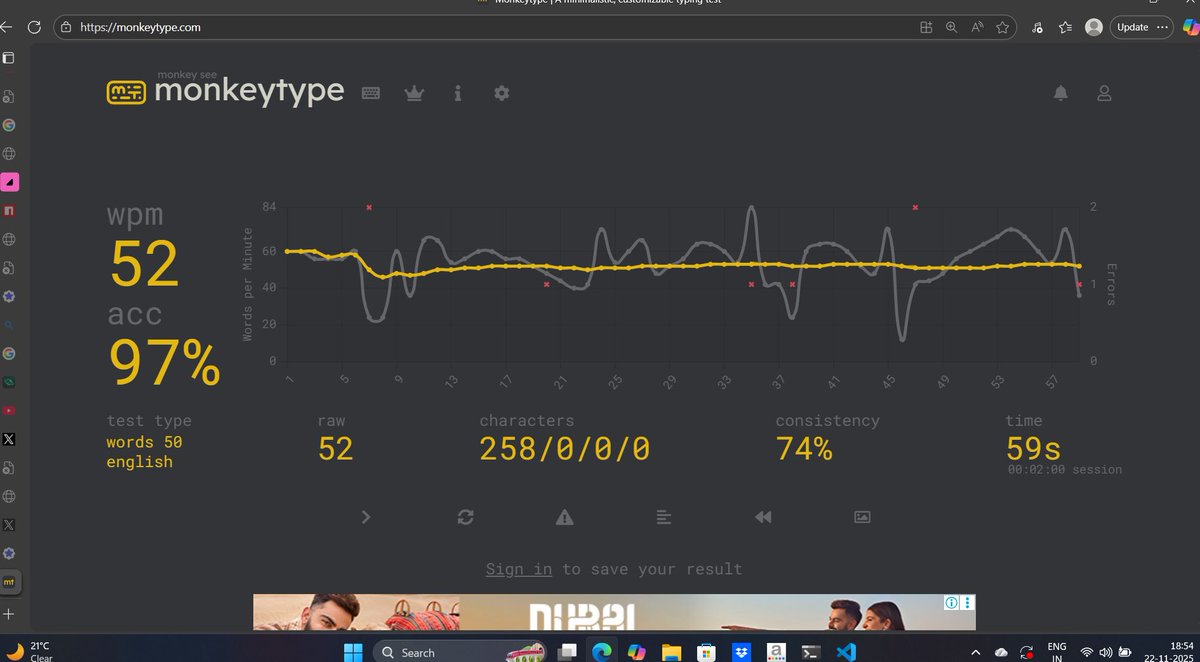 Saurabh96_'s tweet image. how is it Guyyyss??
 What&apos;s ur speed drop below🤔
#monkeytype