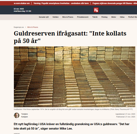 På tiden.
Och vad händer med guldpriset om det visar sig att det finns mer guld är vad som redovisats. 🤔