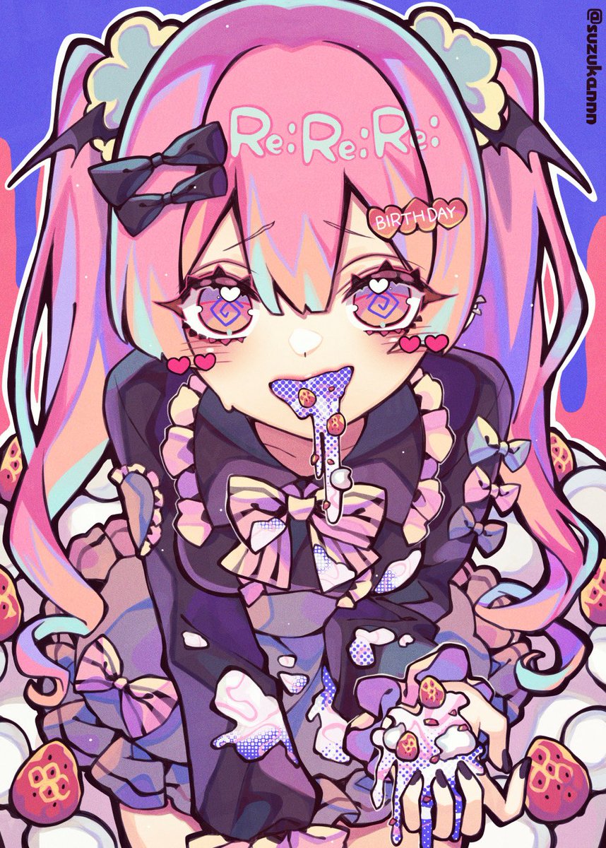 「ケーキを吐く女 #いいツインテールの日」|京田スズカ❤️‍🩹例大祭【あ12ab】のイラスト
