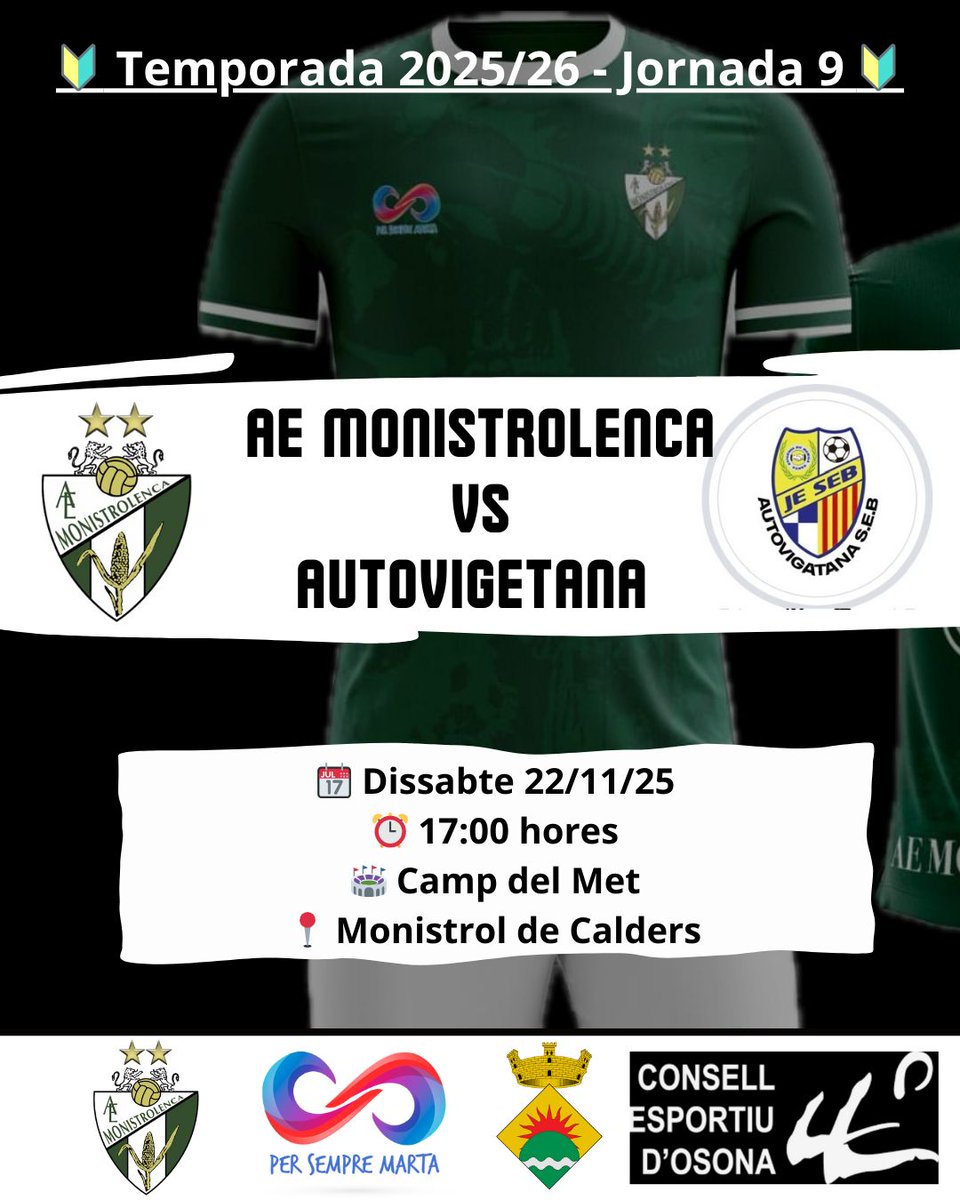 Nou partit al Camp del Met. Avui jornada 9, a les cinc de la tarda <a href="/Monistrolenca16/">Monistrolenca</a> contra #Autovigetana