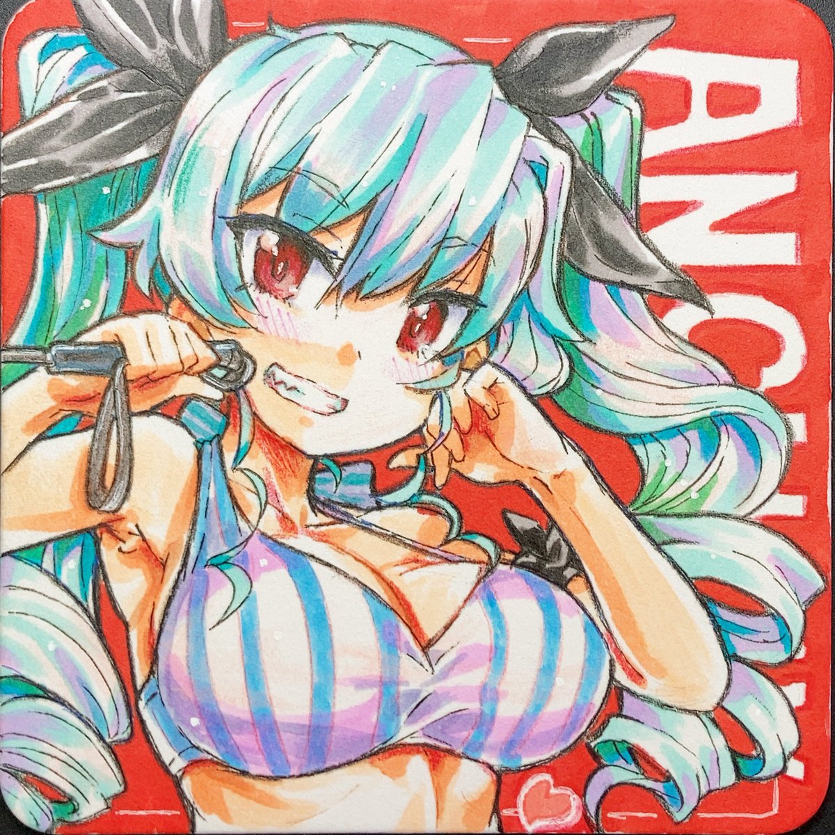 アンチョビ(ガルパン) 「#いいツインテールの日 パスタの国から」|なべゆ@C102(土)東34a🧊のイラスト