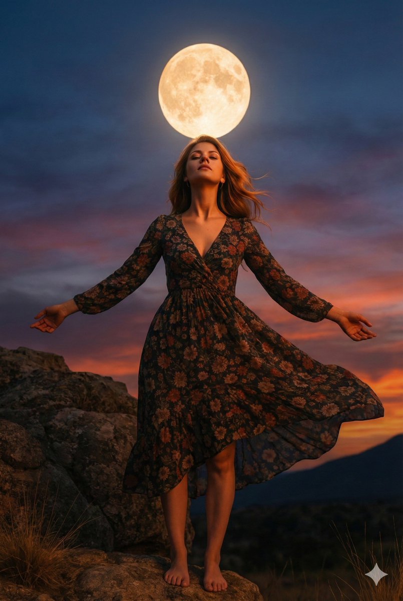 Celestial Serenity: A Daring Portrait at Dusk