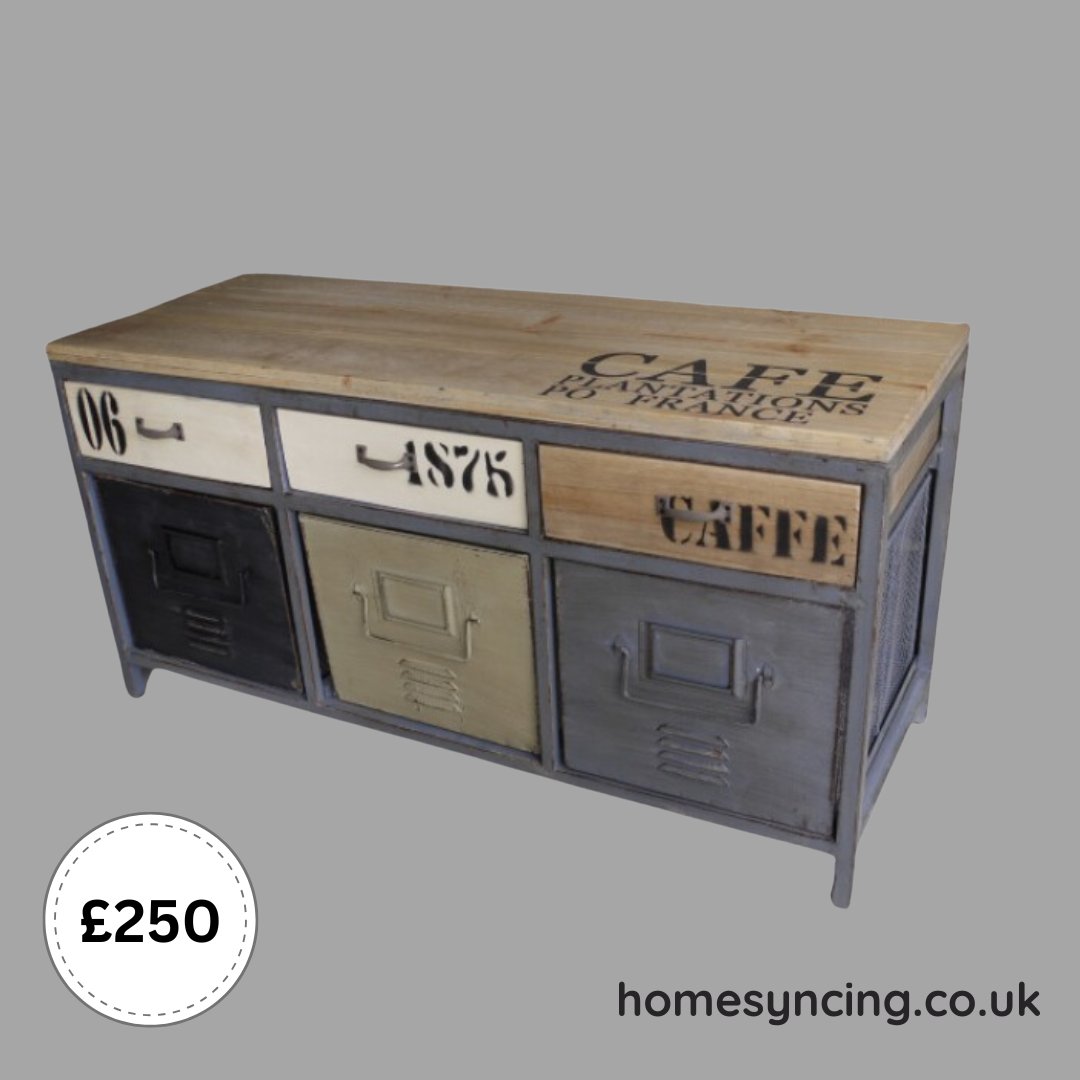 homesyncing's tweet photo. Bring industrial charm into your home with the Cafe Plantation Sideboard Storage Unit ☕🪵 A stylish mix of wood + metal for only £250 at https://t.co/FmDT1IwBBx... #HomeDecor #IndustrialStyle #Sideboard #InteriorDesign #HomeFurniture #HomeSyncing #FurnitureSale #houseandhome https://t.co/yiEbSqgrfm