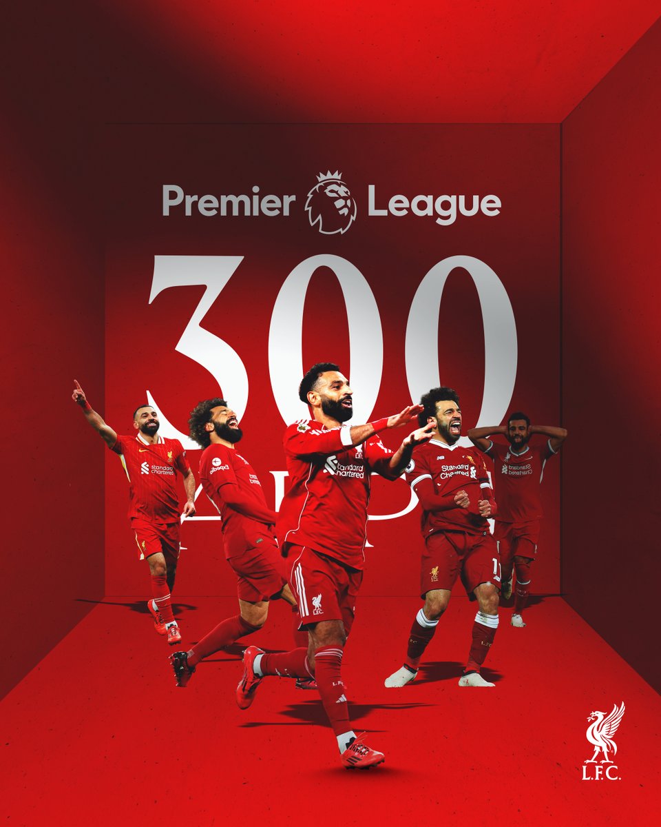 LFC's tweet image. A milestone appearance for Mo 🇪🇬👑

His 300th in the Premier League for the Reds 🔴