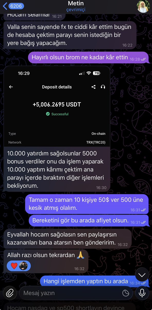 traderomercan's tweet image. Bir dostumuz fx te iyi kazanınca hayır işlemek istemiş o yüzden 10 kişiye 500 dolar dağıtacak. 

Şartlar bu twiti beğen paylaş telegrama katıl. 

Telegram linkini ikinci twitte paylaşacağım.