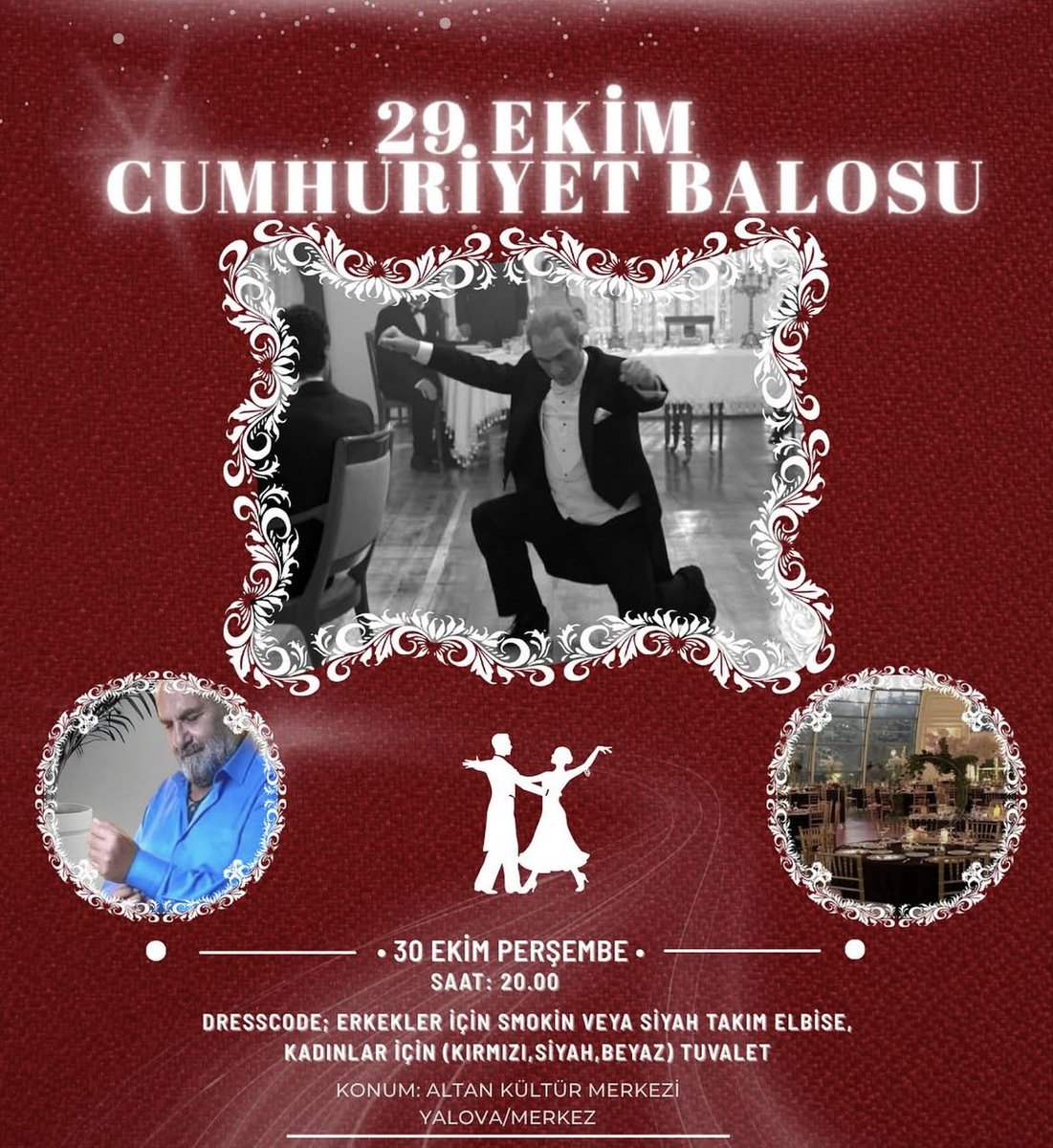 Cumhuriyet, özgürlük ve adaletin güvencesidir ⚖️.

30 Ekim Perşembe günü Altan Kültür Merkezi'nde gerçekleştirilecek Cumhuriyet Balomuza hepiniz davetlisiniz.