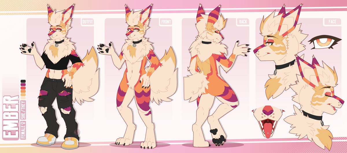 Reference Sheet completed for Revie, of their Flareon OC, Ember! 🔥 
.
#furry #furryartist #furryfandom