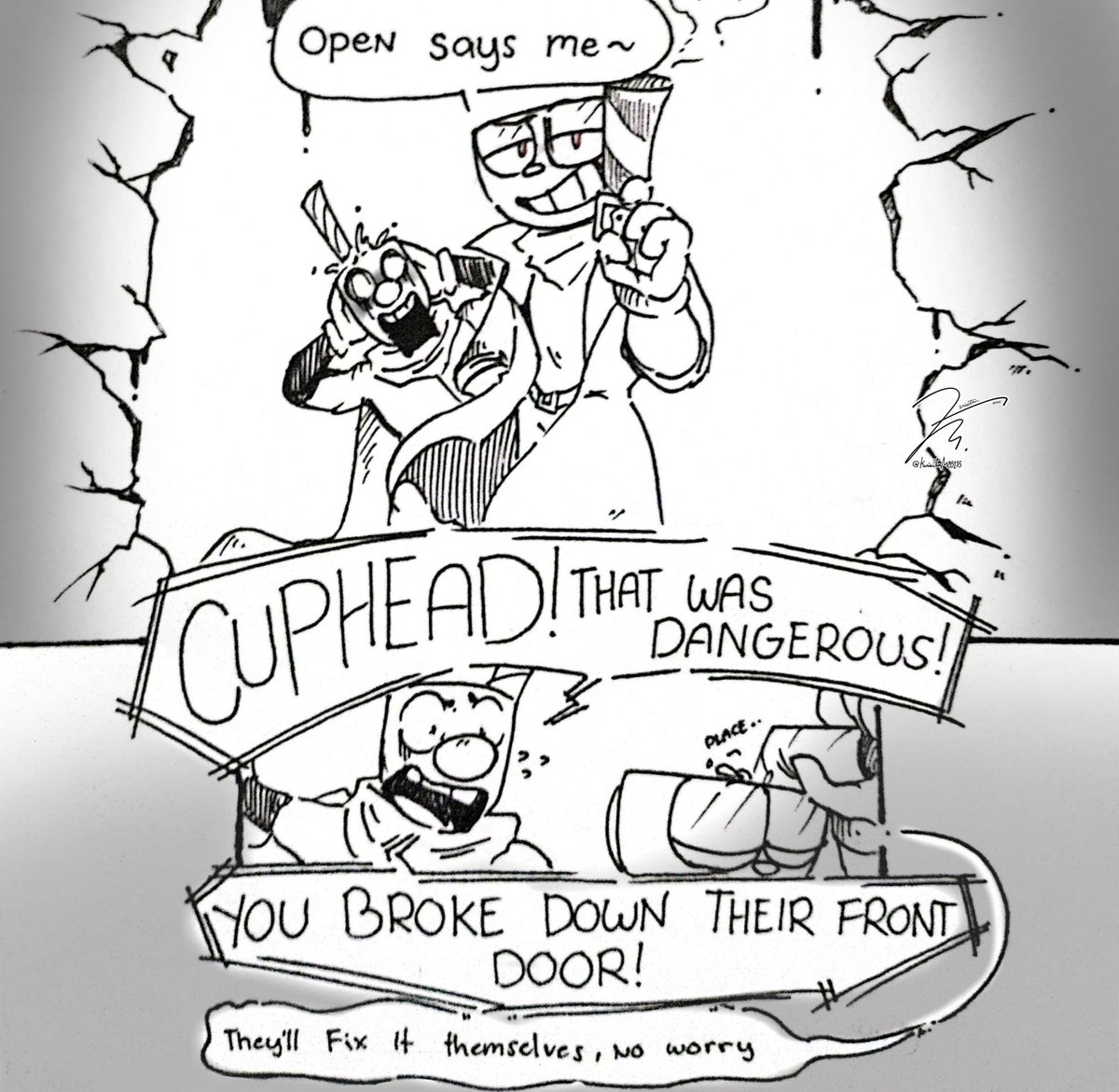 KurieitaM85135's tweet image. "The Artist"

4/??

Oh My...
Wonder have they discovered...
#motm #mythofthemachine #CupHead #Mugman #comic #Fanarts #fanart