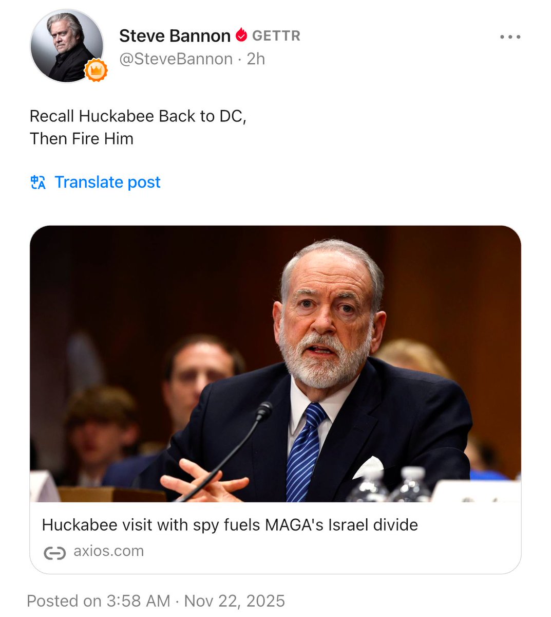 Recall Huckabee Back to DC,
Then Fire Him  

axios.com/2025/11/21/mik…