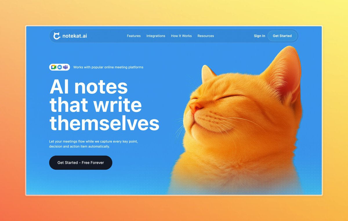 4d616e616eT's tweet photo. Day 23 of #100DaysofFrontend

Inspired by @grigoryzero 's notekat Hero Design...

Developed with Nextjs + Tailwind

I loved the bold colors, soft gradients, and how the playful character instantly draws your focus.

check it out here 👇:
🔗 https://t.co/xX5gF6kBEC https://t.co/Aw42ARMR43