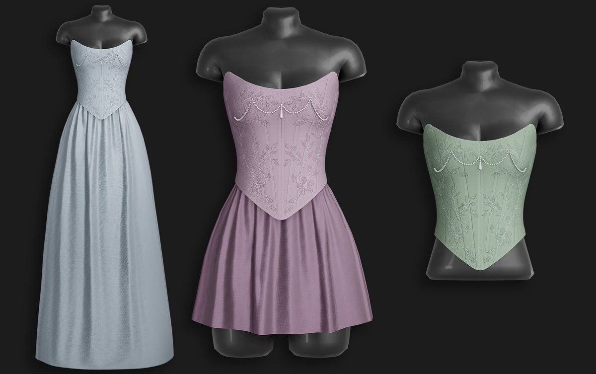 the 3 items in my "elegant corset" collection are up on my beta testing tier on patreon! they need a little more in game testing before they're ready for release, but you can expect them to be posted in the next week if nothing unexpected comes up!