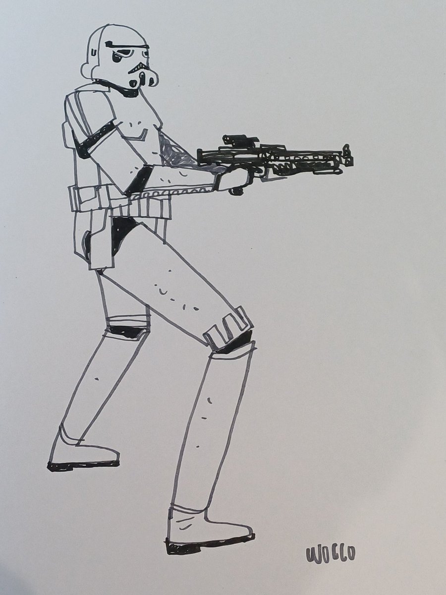 PSed81's tweet image. Day #218 Warwick johnson cadwell or WJC or Wocco does a Storm trooper from star wars request inspired by some of the star wars sketches he did a few years ago. #starwars #comicart #pewpew