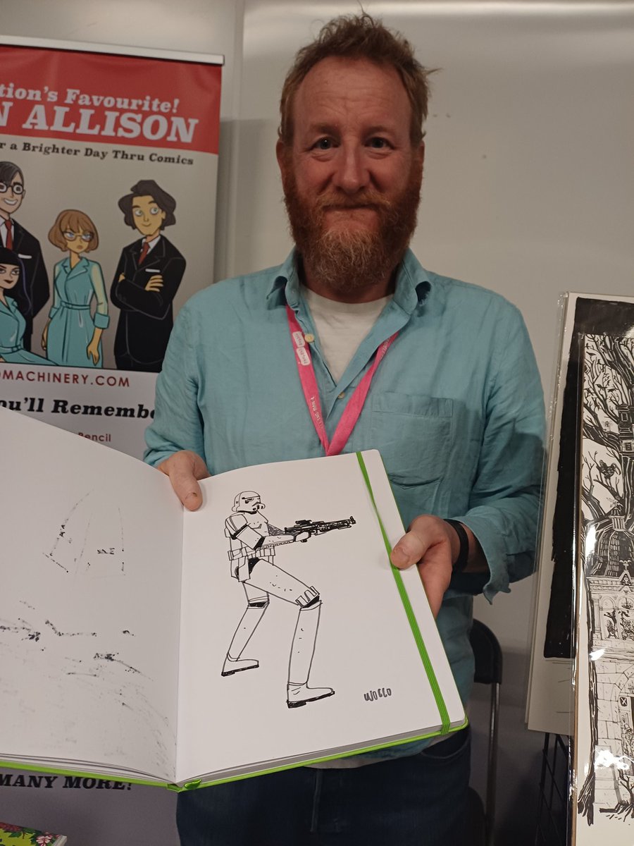 PSed81's tweet image. Day #218 Warwick johnson cadwell or WJC or Wocco does a Storm trooper from star wars request inspired by some of the star wars sketches he did a few years ago. #starwars #comicart #pewpew