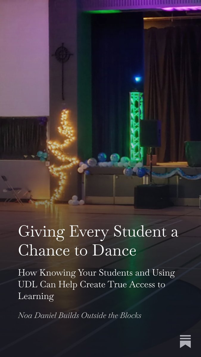 iamnoadaniel's tweet image. Universal Design for Learning (UDL) 
➡️ removes obstacles
➡️ UDL structures access
➡️ UDL opens doors
#UDL is not enough.
Read Giving Every Student a Chance to Dance: How Knowing Your Students and Using UDL Can Help Create True Access to Learning.
open.substack.com/pub/noadaniel9…  #BOBs