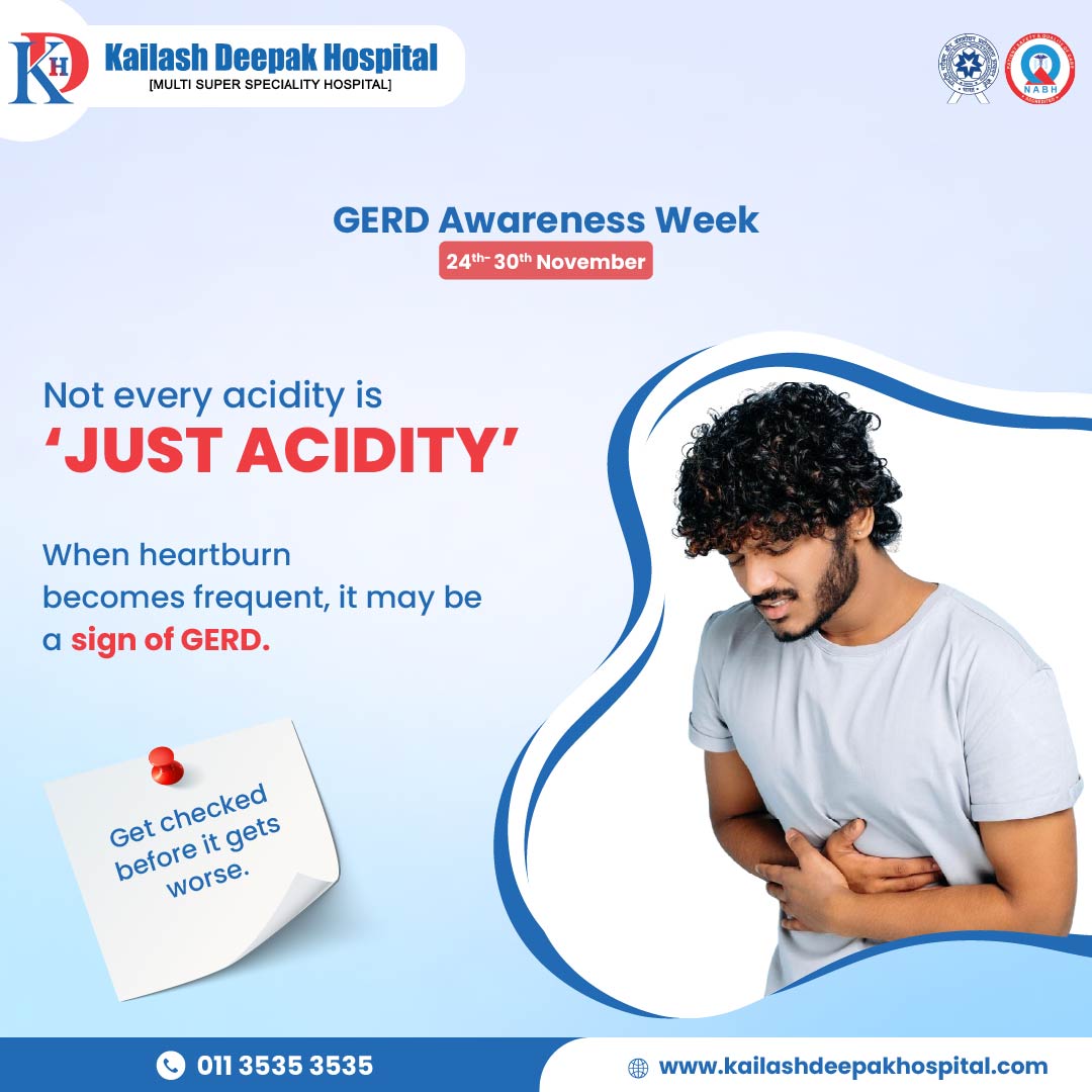 KDHDelhi's tweet photo. Don't dismiss frequent heartburn as 'just acidity'! ⚠️
When symptoms persist, it may be a sign of Gastroesophageal Reflux Disease (GERD). Early detection is key! Don't silence the signs.

Consult our Gastro specialists today: https://t.co/cGgtFR7pSL

#GERDAwarenessWeek #Gastritis #Gastroproblem #GERD #Heartburn #AcidReflux #DigestiveHealth #KailashDeepakHospital #HealthAwareness