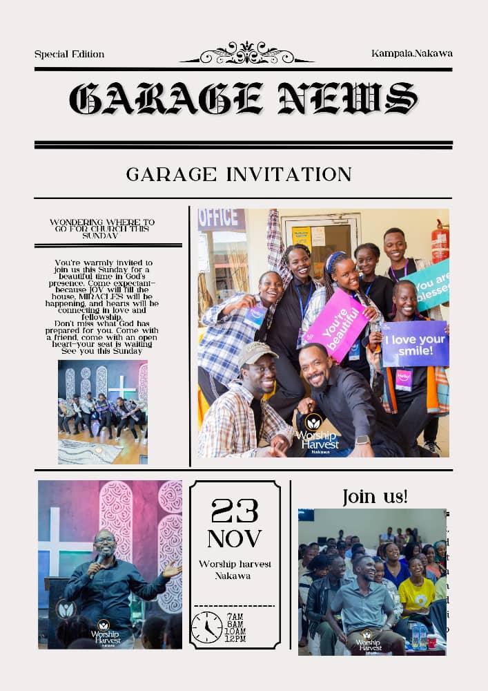 Join us this Sunday at KatiKati Restaurant, Lugogo Bypass, for our Sunday services: 7 am – Luganda Service, 8 am–10 am – 1st English service, 10 am–12 pm – 2nd English service, and 12 pm–2 pm – YXP Service.

<a href="/worship_harvest/">Worship Harvest</a>
#WHNakawa
#WorshipHarvest