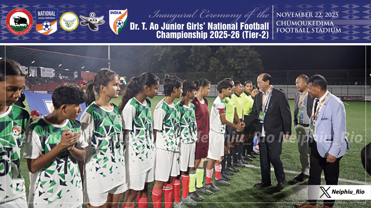 Neiphiu_Rio's tweet photo. This Championship celebrates the rise of women’s football in India, reflecting the strength, determination, and confidence of young women shaping the future of sports. Their success is a reminder of the progress made towards equality, opportunity, and empowerment for all. https://t.co/yh16xX9LLm