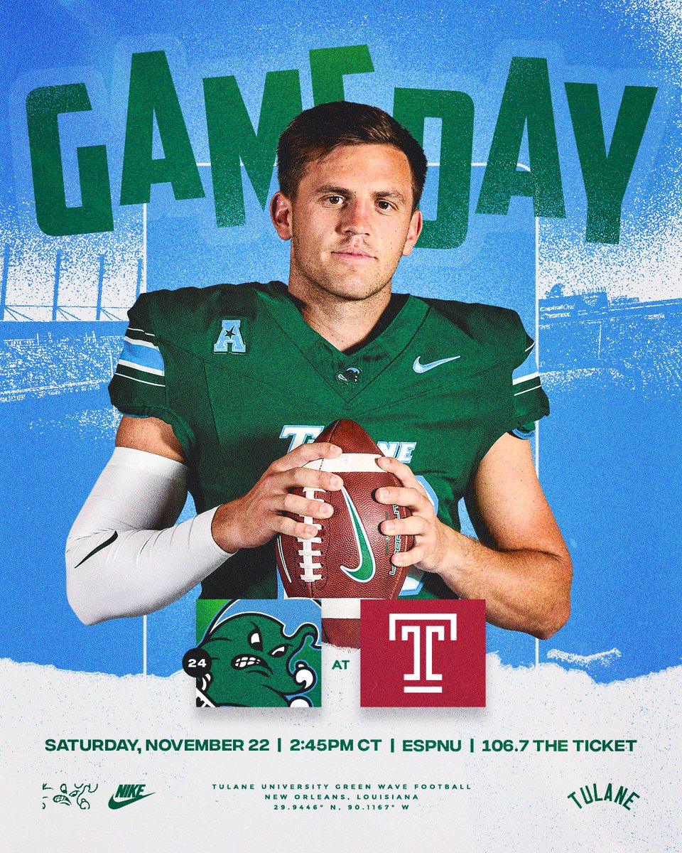 It’s game day, Greenies! 

🆚: Temple
⏰: 2:45 PM
📍: Lincoln Financial Field
📺: ESPNU
📻: 106.7 FM 

#UptownFootball