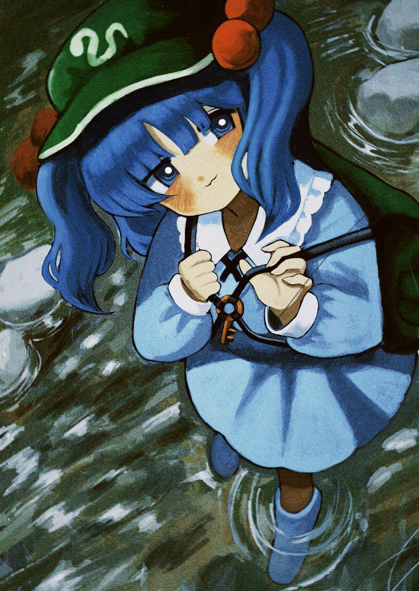 Hell0120's tweet image. 前描いたにとりだけど、
目のハイライト大きくしても可愛かったのでうp