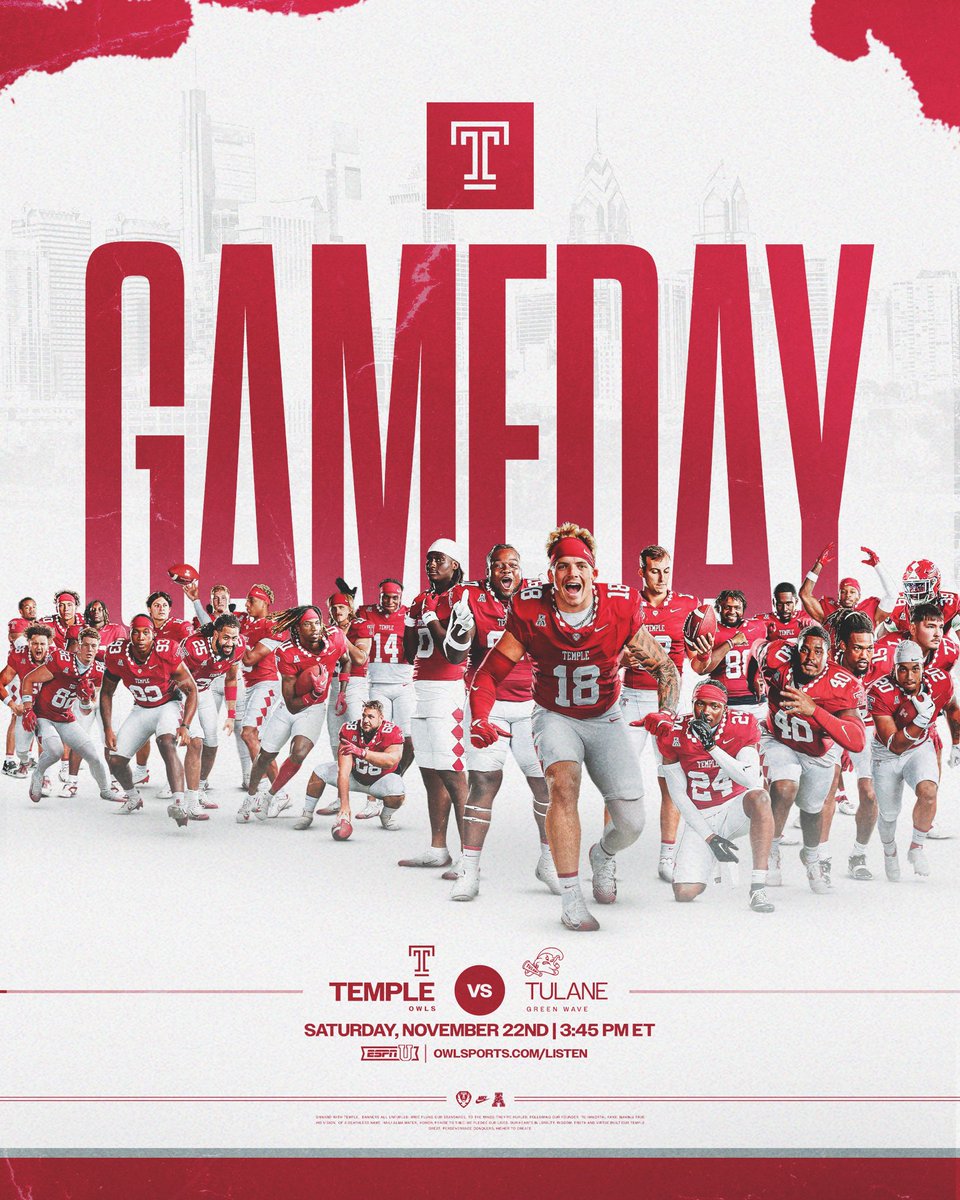 Temple_FB's tweet image. It’s GAMEDAY at Lincoln Financial Field 🗣️

⏰: 3:45 PM ET
📺: ESPNU
📡: OwlSports.com/Listen
📍: Lincoln Financial Field

#TempleTUFF