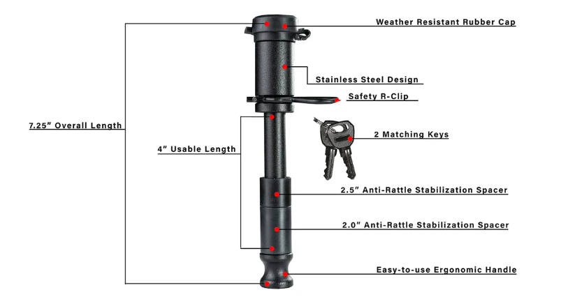 BulletProofHitc's tweet photo. Lock it down with confidence. 🔒 The BulletProof Locking Pin delivers max strength, anti-rattle stability, and stainless steel durability for 2"–3" hitches. Rated up to 36,000 lbs and keyed alike for convenience — it’s security done right. 💪 https://t.co/HoWXJ8oOiL