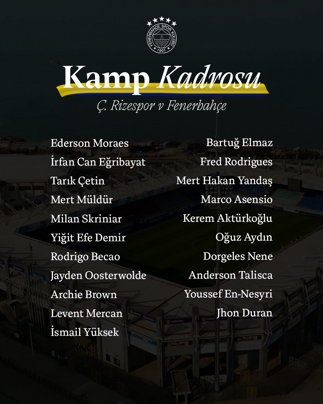 fenerbahçe kadro