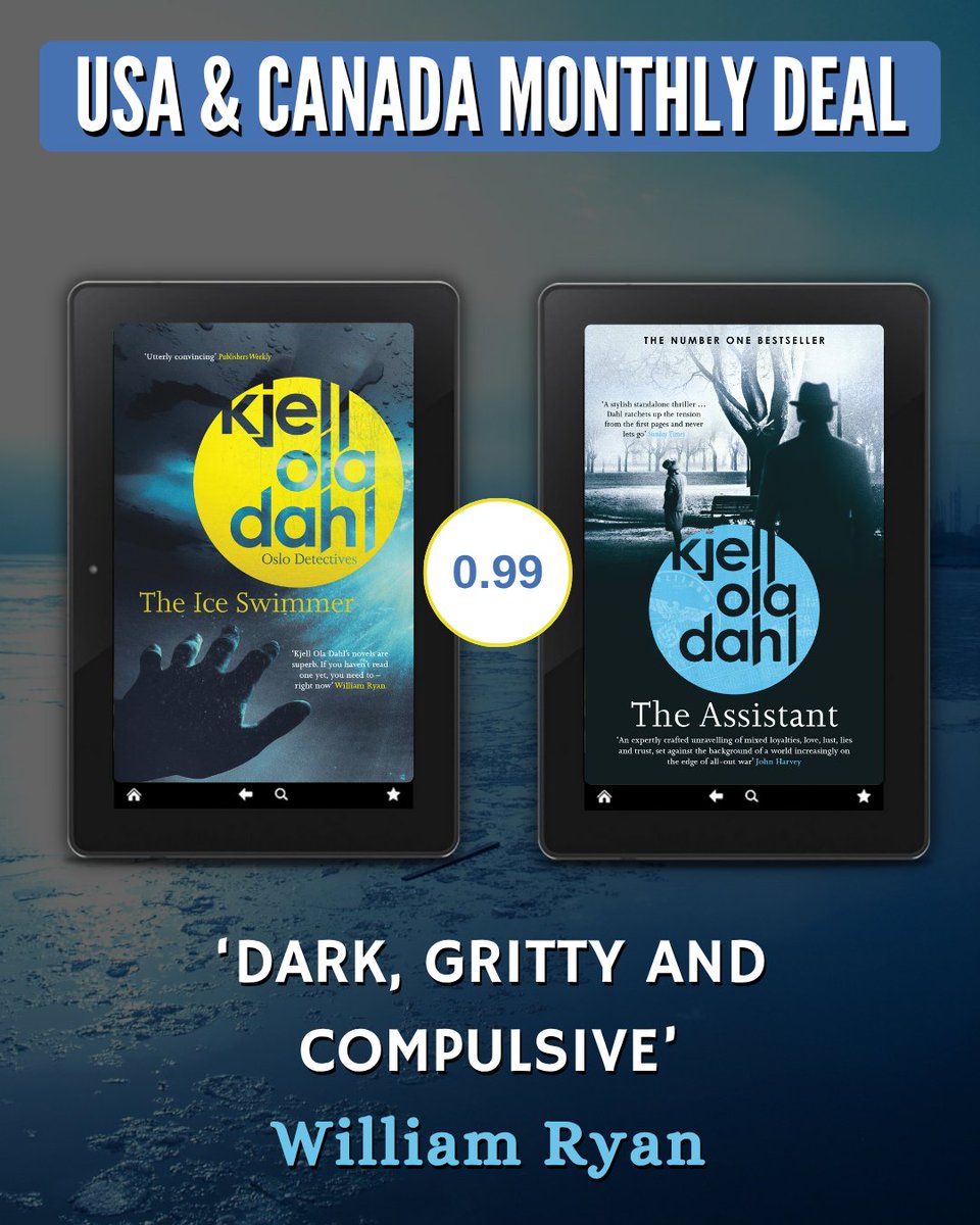 OrendaBooks's tweet photo. βοΈ #USA & #Canada #Deals! βοΈ
Two books from the godfather of #NordicNoir are on #SALE!
Kjell Ola Dahl's chilling #TheIceSwimmer & #TheAssistant t Don Bartlett are 0.99 this month!
βοΈ The Ice Swimmer: https://t.co/1Hmduv4GTH
πΌ The Assistant: https://t.co/c3fgGktK1f https://t.co/QUScA0BedB