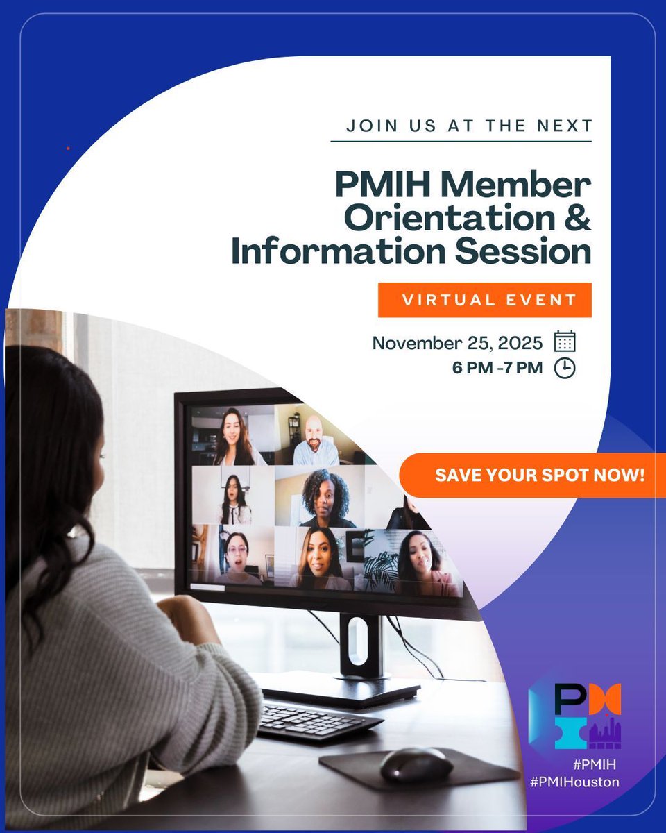 PMIHouston's tweet image. 🚨FINAL CALL! 
🌟 New to PMI Houston?
Join our Virtual Member Orientation &amp;amp; Info Session to unlock the full value of your membership!

📅 November 25 | 🕕 6–7 PM CDT
💻 Free for members

⏳ Save your spot today: pmihouston.org/programs/event… 

#PMIHouston #PMIH #ProjectManagement