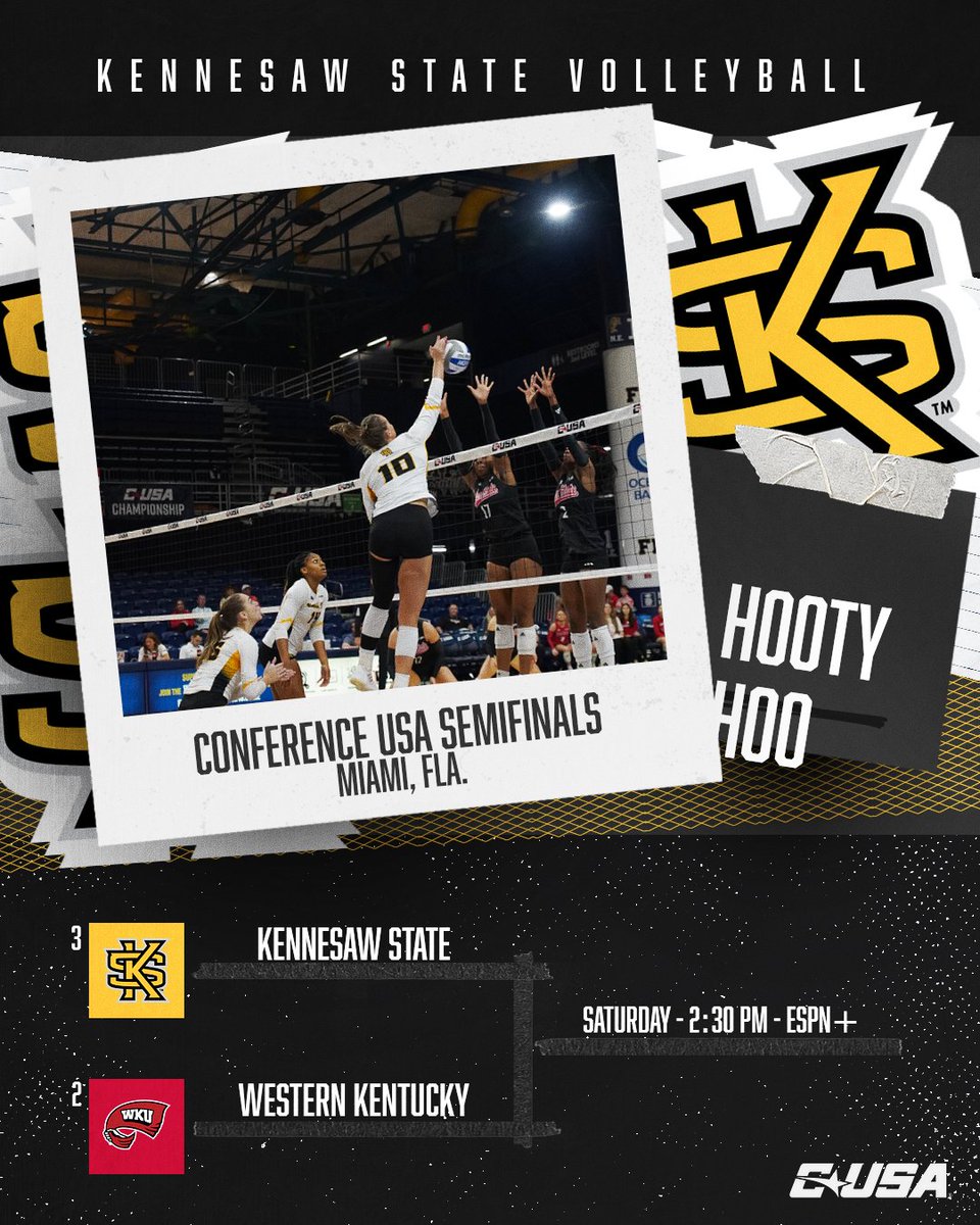 🏐 CUSA SEMIFINAL GAMEDAY‼️

🆚 2-seed Western Kentucky

⏰ | 2:30 pm
📍 | Miami
🖥️ | ESPN+

#HootyHoo 🦉