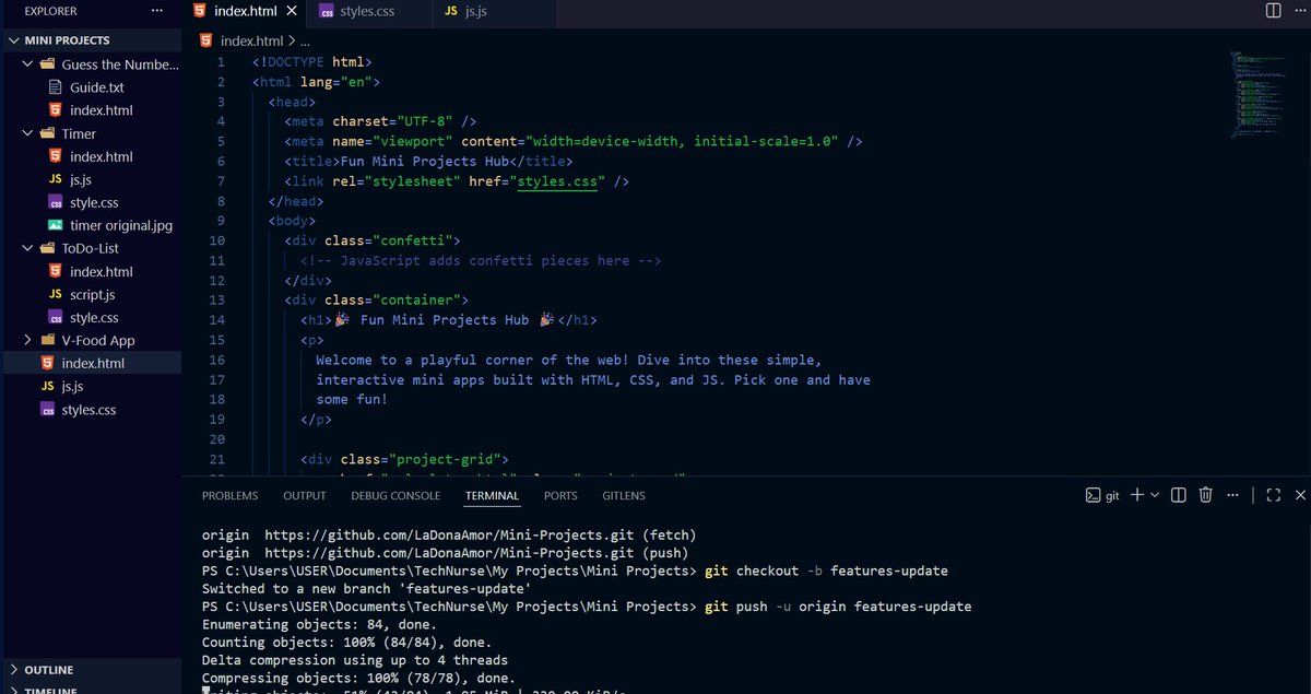 LaDona_Amor's tweet image. Day 10/30 of #30DaysOfCoding
Mini Projects Hub: JS mini-apps collection
📂: github.com/LaDonaAmor/Min…
🔗: mini-projects-ladonaamor.vercel.app
🛠 HTML, CSS, JS
Feedback on performance, or mini app to build next? Let me know 
#30DaysOfCode #JavaScript #FrontendDev #WebDev #MiniProjects