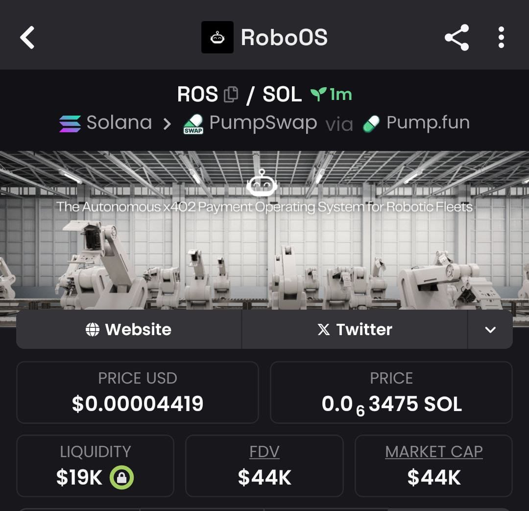 YusufBalaSale1's tweet image. #ROS

The First Robotic Payment OS

Ca: HEA4baiTauugXqWzSVVA43oaZhQf7zoUg1kuoSfqpump

A Robotic Payment Operating System designed for machine-to-machine (M2M) payments. @Robo_OS allows robots, drones, and automated systems to autonomously send payments, verify task completion,…