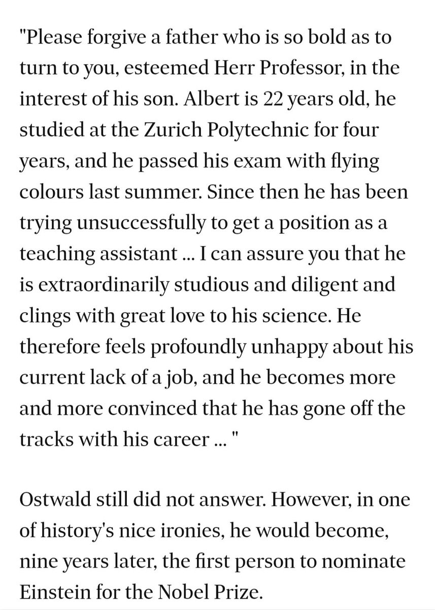 star_stufff's tweet image. Einstein&apos;s father shared his son&apos;s anguish and tried, in a painfully sweet manner, to help Einstein find a job when he was getting rejected everywhere. This is what he wrote to a senior scientist, Wilhelm Ostwald, who never replied.