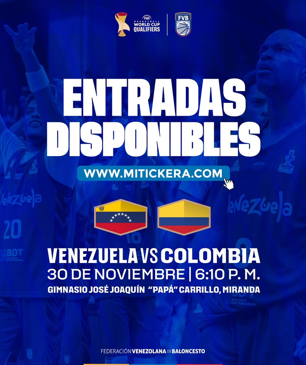 Ya están las entradas a la ventas para el primer juego de Venezuela en condición de local que se celebrara en el Gimnasio “Jose Joaquín “Papa” Carrillo”  de Parque Miranda, rumbo al Mundial FIBA 2027 en Catar.