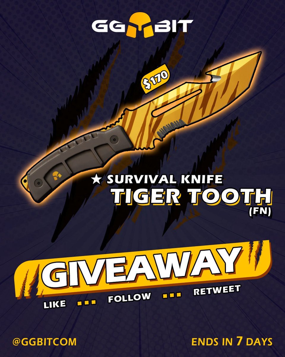 KingMetroN's tweet image. 🟨$170 Survival Knife Tiger Tooth Giveaway🟨

👉to enter:
✅follow me &amp;amp; @GGBITCOM 
✅rt + tag a friend

📅ends in 7 days