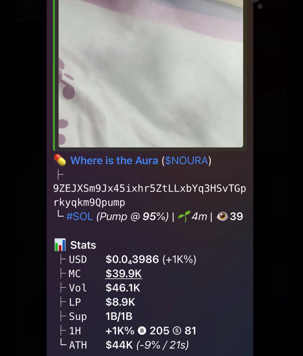 abamiede's tweet photo. Dropped $NOURA to my private Telegram group at just a $39K market cap — ultra-early entry, strong momentum, and pure Solana energy.
Positioned perfectly for anyone who moves fast.

CA: 9ZEJXSm9Jx45ixhr5ZtLLxbYq3HSvTGprkyqkm9Qpump

#Solana #NOURA #AlphaCalls #CryptoSignals #SolanaGems #EarlyGems #DeFi #Altcoins #CopyTrading #MicroCapHunter #MarketCapGems