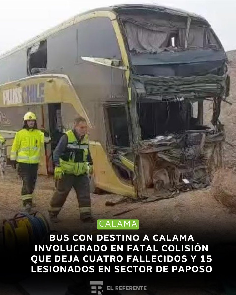 Un grave accidente de tránsito se registró esta mañana en el kilómetro 1.325 de la Ruta 5 Norte, a la altura del cruce de Papozo, donde colisionaron dos buses interurbanos: un Bus Plus Chile...

👉🏼 Lee la nota completa en elreferente.cl/bus-con-destin…