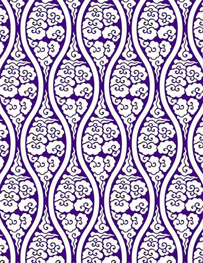 Polyhedrondiary's tweet image. 立涌紋様は180°位相のズレた縦波が交互に等間隔で並ぶ隙間に何かの図案を描き込んだ和柄。
図案が非対称ならp1，左右に線対称ならpm，上下左右に線対称ならcmmで，cmmが色分け等で映進対称を失うとpmmになる。
図案がなくて波線だけなのは勿論cmm