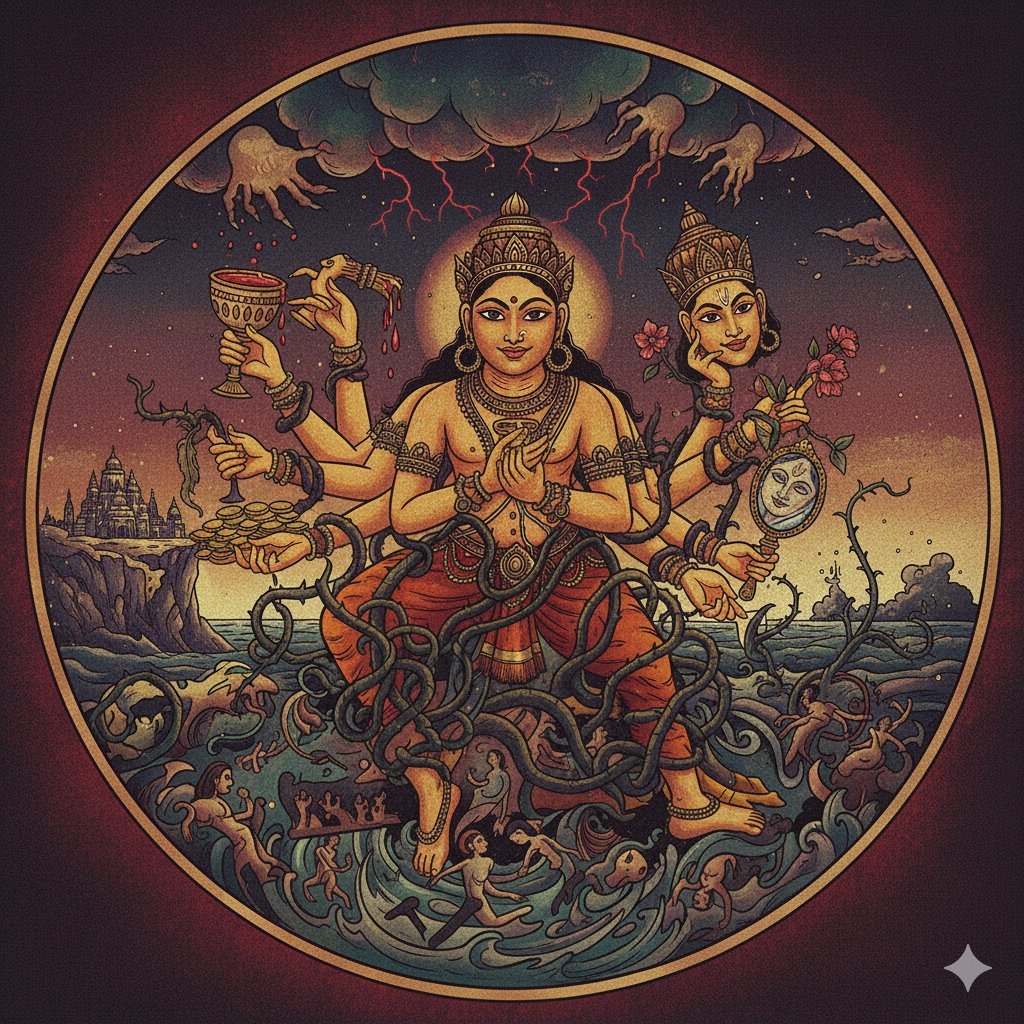 pistachiokey's tweet image. Lālasa 
 a vibration 
on the waters of the mind,
a flame in rajas;
is it bondage,
or the path to liberation?
It dissolves 
in the sun of pure consciousness.

#jeannie
#लालसा