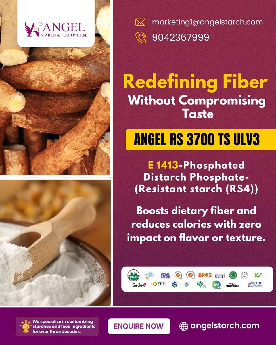 angel_starch's tweet image. Boost nutrition without altering flavor or texture.

Your next formulation upgrade starts with our advanced starch solutions.

👉 Reach out for bulk requirements &amp;amp; tailored applications.
🌐 angelstarch.com

#angelstarch #foodformulation #starchsolutions