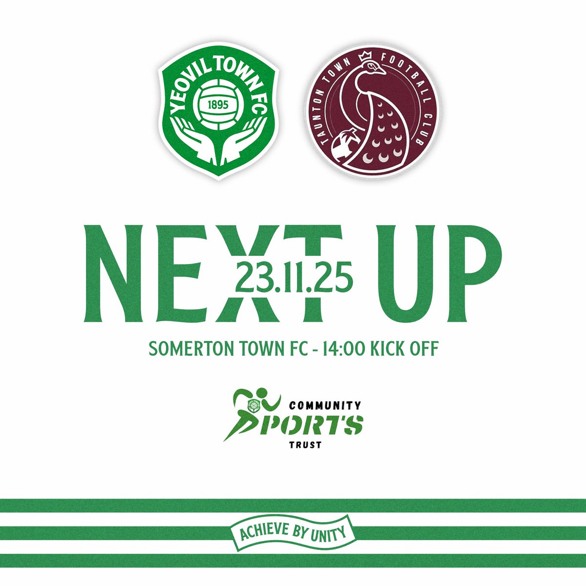 Cup action tomorrow! 🏆 

We take on Taunton Town U18s in the County Cup Second Round, hosted at Somerton Town.

#YTFC 💚