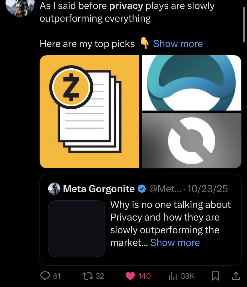 Finally everyone is starting to see PRIVACY is the next big thing

Been saying this since the start of Q4

Gave you $ZEC under $100(over 6X) $NOX and $ANYONE will follow soon 

If you’re not bullish on privacy then wtf are you even doing?