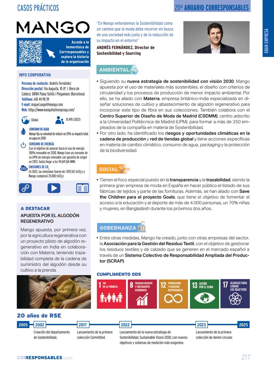 Corresponsables's tweet image. 📖 Descubre el Caso Práctico de #ESG de Mango en el #20AnuarioCorresponsables 👉 f.mtr.cool/uynvftbohi

🌍 “En Mango entendemos la Sostenibilidad como un camino que la moda debe recorrer en busca de una sociedad más justa y de la reducción de su impacto en el entorno.”
💬…