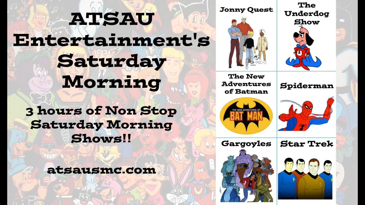 ATSAU Entertainment's Saturday Morning 
3 Hours of Saturday Morning Cartoons and Shows
Available On Demand

#Entertainment #Family #Fun #Films #Cartoons #SaturdayMorning #HannaBarbera #Filmation #TotalTelevision #DCComics #MarvelAnimation

rumble.com/v71yu7w-atsau.…