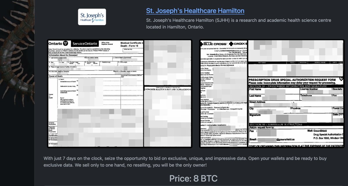 _venarixES_'s tweet image. El grupo #Rhysida #ransomware habría #hackeado a St. Joseph&apos;s Healthcare Hamilton (@StJoesHamilton), con sede en #Canada 🇨🇦, ofrece atención hospitalaria, servicios de salud mental, investigación y educación clínica...
@McMasterU 
Monitorea este incidente en #VenariX ➡️…