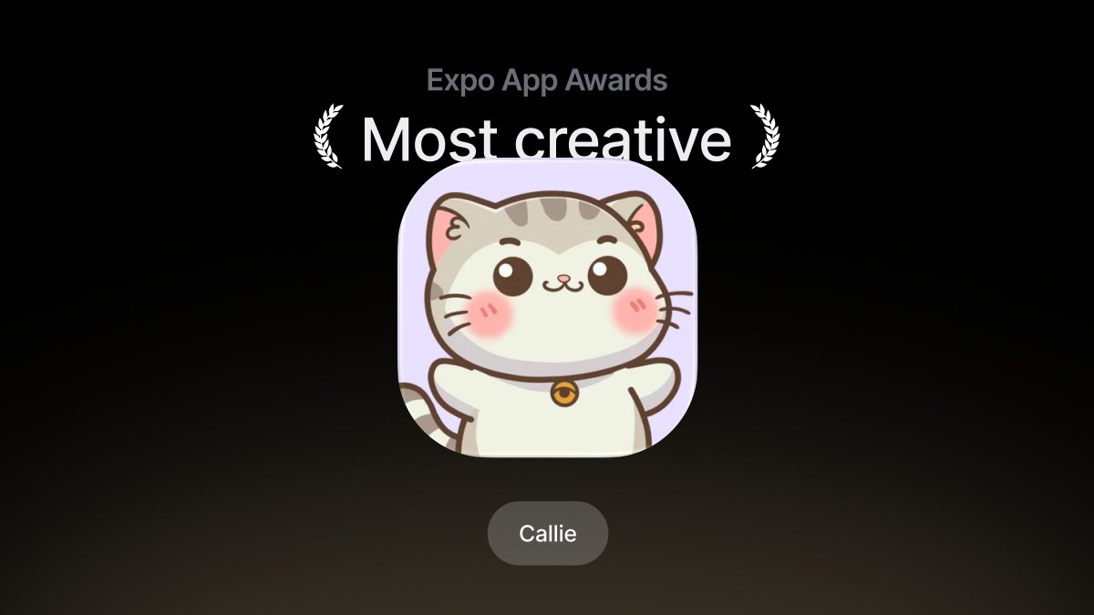 💅 Callie just won the “Most Creative” award in the Expo App Awards and it probably could have won other categories as well. This app is special.

It's an emotionally intelligent self care companion app and you can somehow feel the joy of the developer when you're in it.
