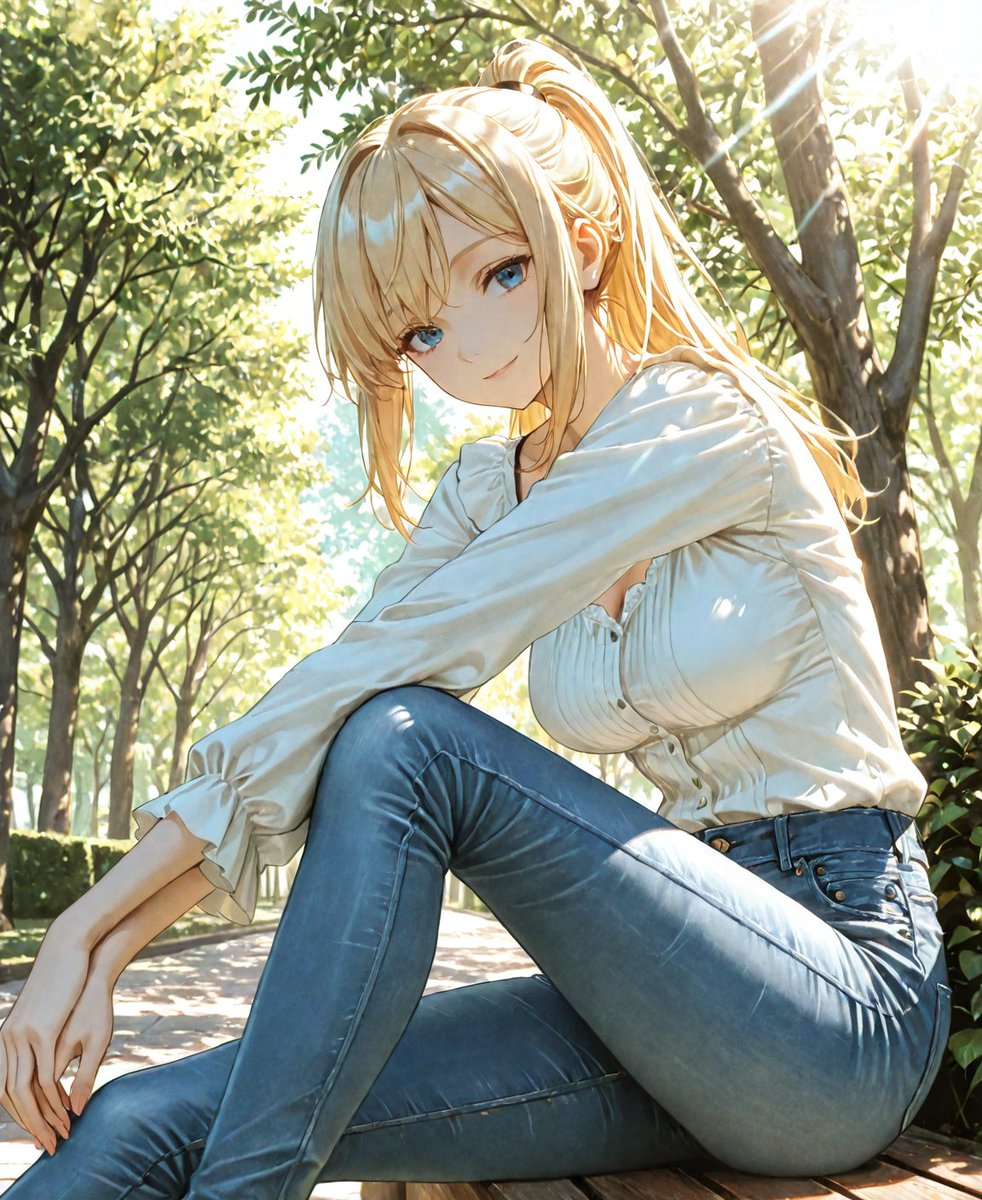 j0rd0n's tweet image. A soft breeze drifted through the leaves as she took a quiet break from the day.