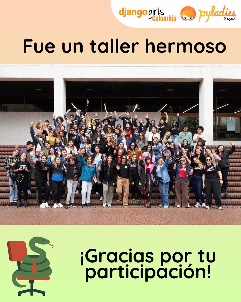 DjangoGirlsCo's tweet image. ✨ El 1ro de noviembre Bogotá vibró con #DjangoGirlsBogotá 💜💻
Gracias a las participantes, mentorxs y voluntarixs por construir un día lleno de aprendizaje y comunidad.
¡Seguimos creando tecnología con propósito! 🚀💜

#MujeresEnTech #ComunidadPython