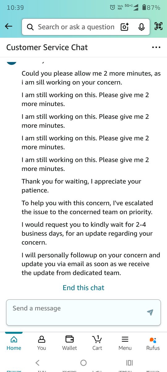 Neelambar151's tweet photo. @AmazonHelp This is the solution given by chat team @AmazonHelp, just waiting &amp; no solution. What the hell is this? https://t.co/gLkTDA6U4W