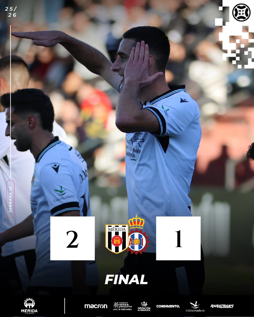 ✅ ¡Final del partido en el Romano! ¡Victoria en casa! ➕3️⃣

<a href="/Merida_AD/">A.D. Mérida</a> 2-1 <a href="/RealAvilesInd/">Real Avilés Industrial</a> 

⚽️ <a href="/varogarci/">Álvaro García Arana</a> 
⚽️ <a href="/gaizka_5/">Gaizka Martinez</a> 

#MéridaRealAvilés
